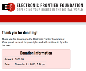 EFF donation confirmation